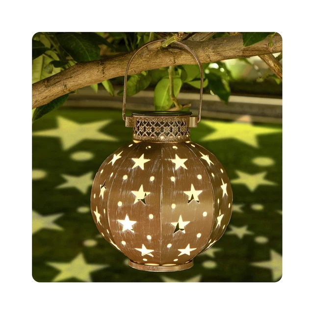 BEAU JARDIN 4 Pack Hanging Solar Lanterns Decorative Stars Lights Outdoor Wat...