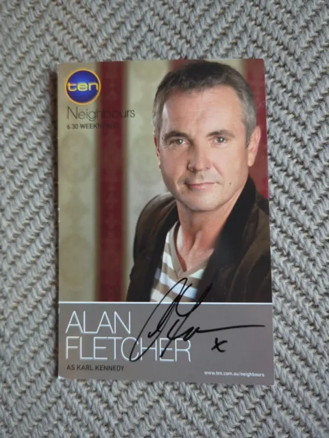 Neighbours TV show SIGNED fan card - Alan Fletcher -Karl Kennedy FREE track