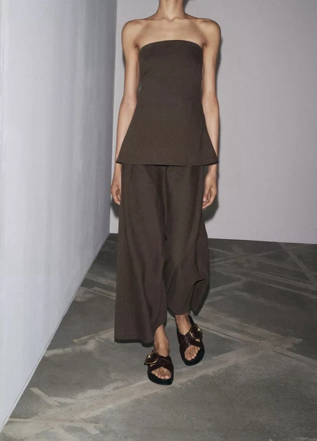 zara brown tube dress BANDEAU MIDI DRESS - Light brown
