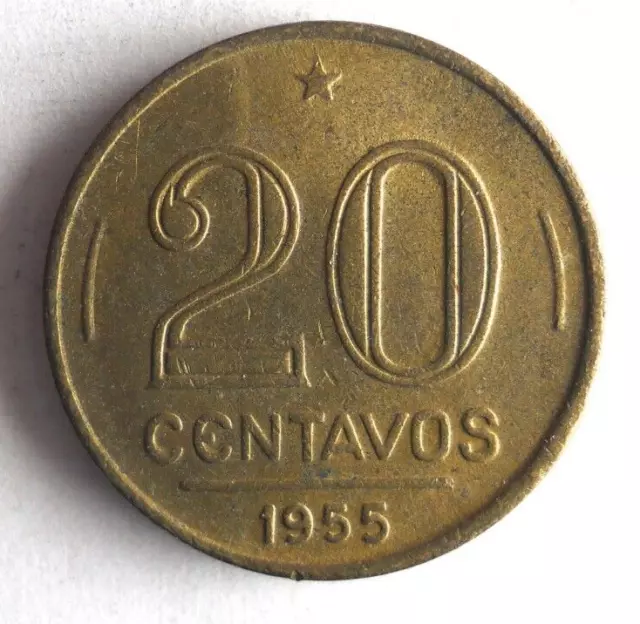 1955 BRAZIL 20 CENTAVOS - Excellent Coin - FREE SHIP - Bin #163