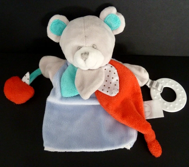 21. Doudou Et Compagnie Marionnette Ours Magic Bleu Rouge Vert Blanc Pomme Tbe