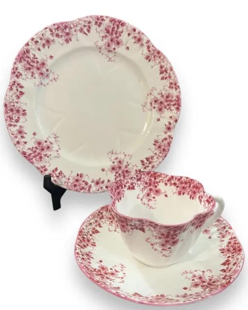 Shelley Bone China DAINTY PINK Trio Cup, Saucer, Plate England