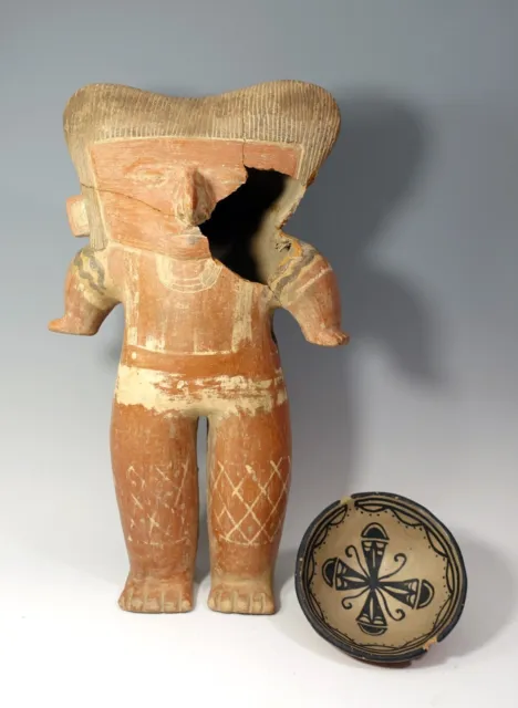 REPRODUCTION PreColumbian Jalisco Pottery Broken Standing Figure Statue Bowl LOT
