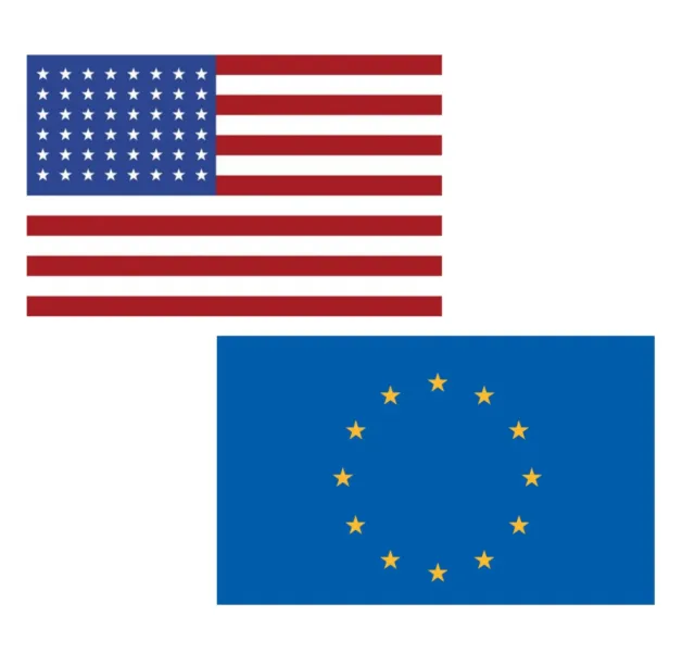 3'x5' Polyester USA & Europea Union Flag Set; One Flag for Each Country