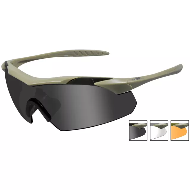 Wiley X WX Vapor Glasses 3 Changeable Lenses Hunting Shooting UV Matte Tan Frame