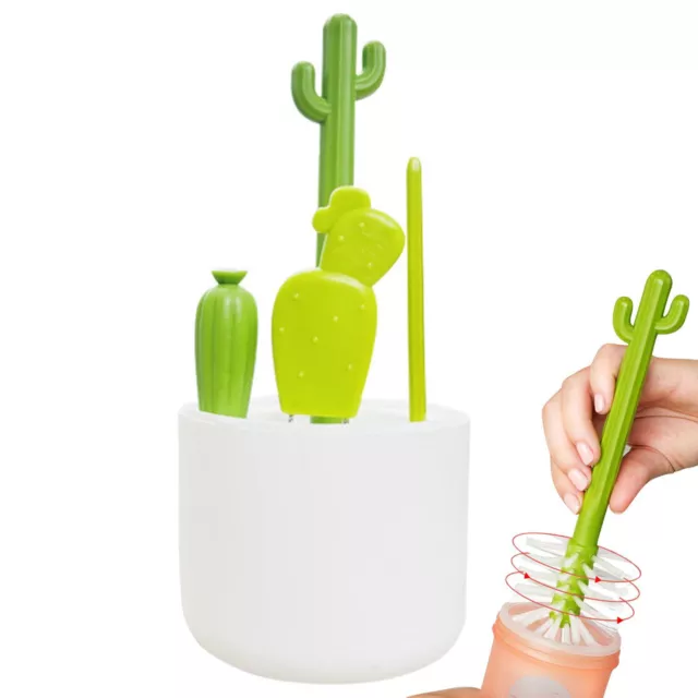 4X Green Boon Cacti Baby Bottle Brush Set Cleaning/Washing Nipple/Straw Brushes