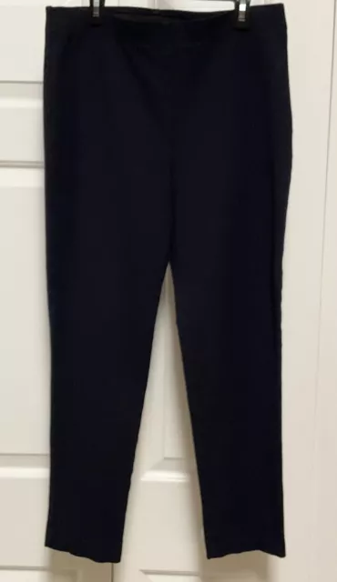 Karen Kane Black Pants Pull On Dress Casual Straight Stretch Ankle Sz L EUC