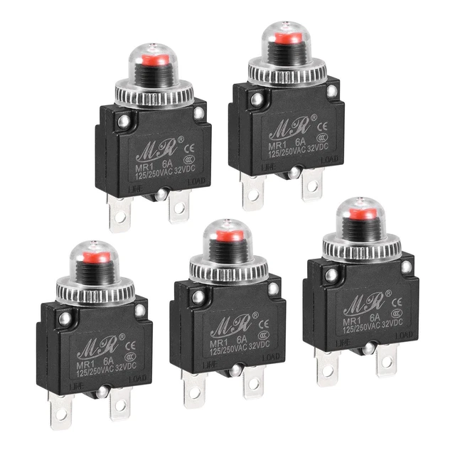 Circuito Sovraccarico Protettore 6A AC125/250V DC32V Premi Pulsante 5pz