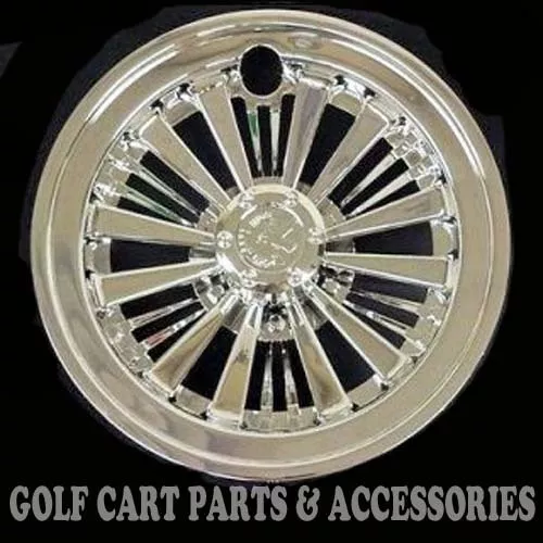 CHROME 8" Golf Cart Hub Caps  - EZGO, CLUB CAR, YAMAHA Set of 4 Wheel Covers NEW