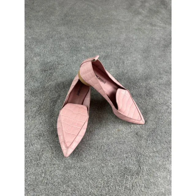 Jeffrey Campbell Viona-WD Pointed Loafer Croco Heel Shoes Size 6 Pink Slip-On