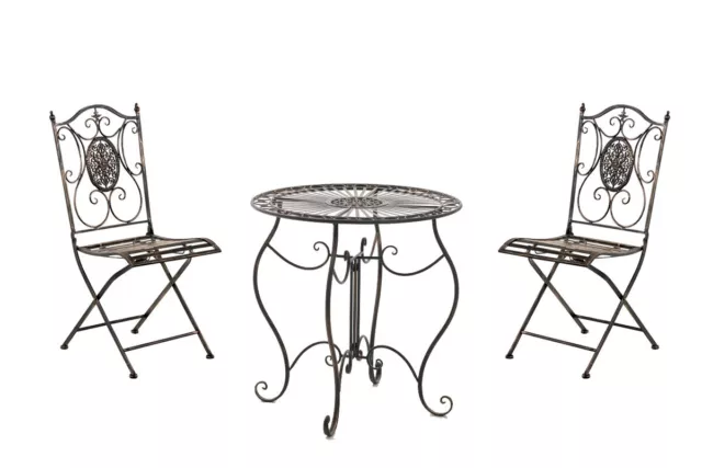 Ensemble de jardin Aldeano en Fer 1 Table et 2 Chaises pliables Design Antique