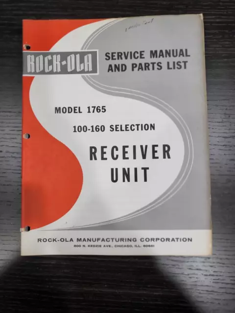 Rock-ola 1765 Receiver Unit 100-160 Selection Service Manual and Parts List