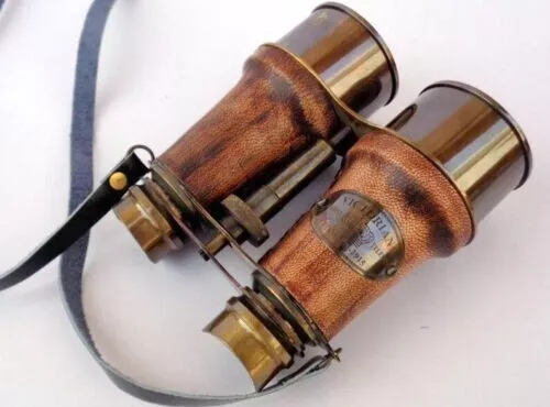 Nautical Brass Binoculars Antique Finish Vintage Gift Telescope Leather