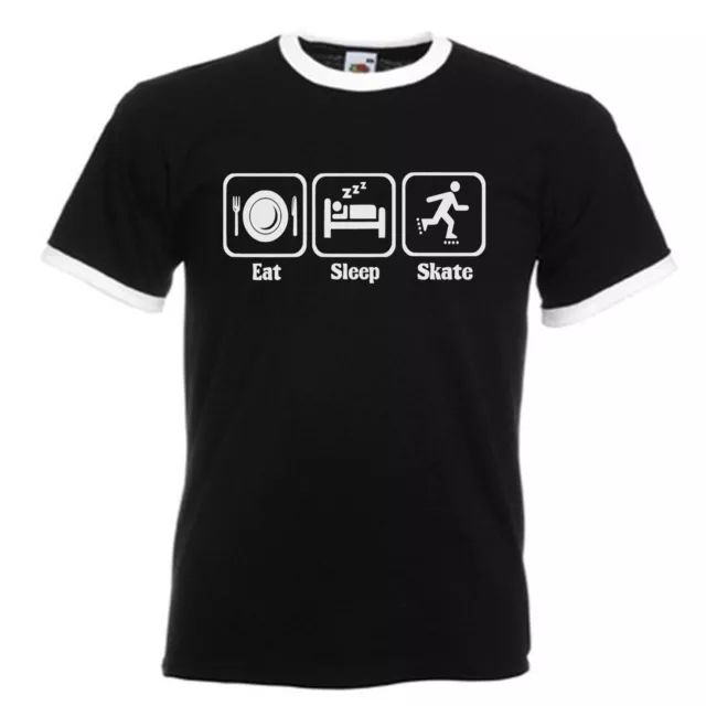 Skater Adults Mens Black Ringer Gift T Shirt