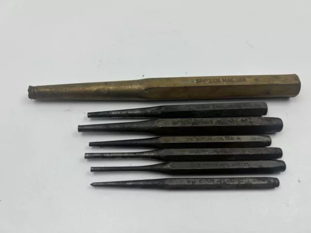 Mac Tools 7 Pieces Punch Set SMP PP Made In USA CHISEL PIN PUNCH