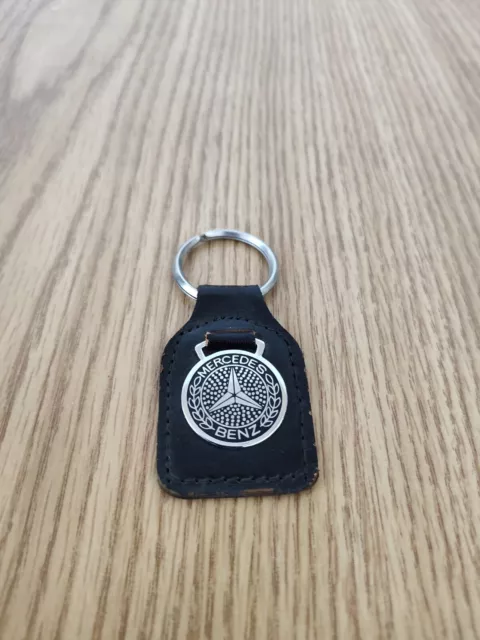 Vintage Mercedes Benz Leather Key Chain Fob Ring Keychain Keyfob NOS