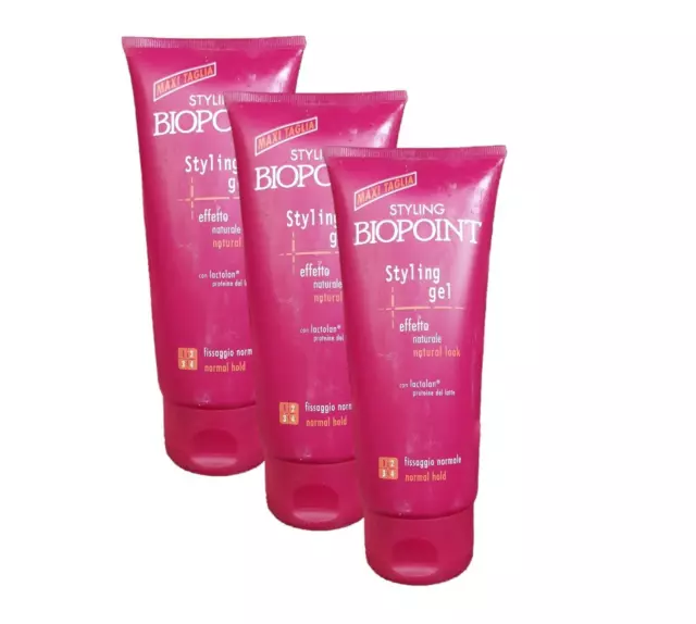 3x Biopoint Styling Gel Normale - Effetto Naturale con proteine del latte