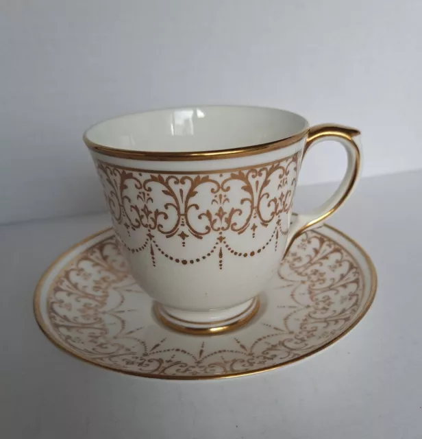 Crown Staffordshire Vintage Bone White Gilded Bone China Coffee Cup & Saucer 3