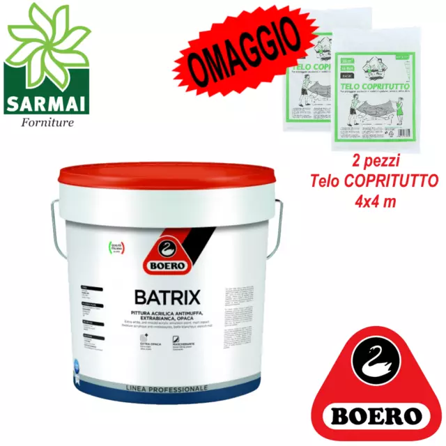 BOERO BATRIX pittura idropittura acrilica extra bianca lavabile antimuffa 13 LT