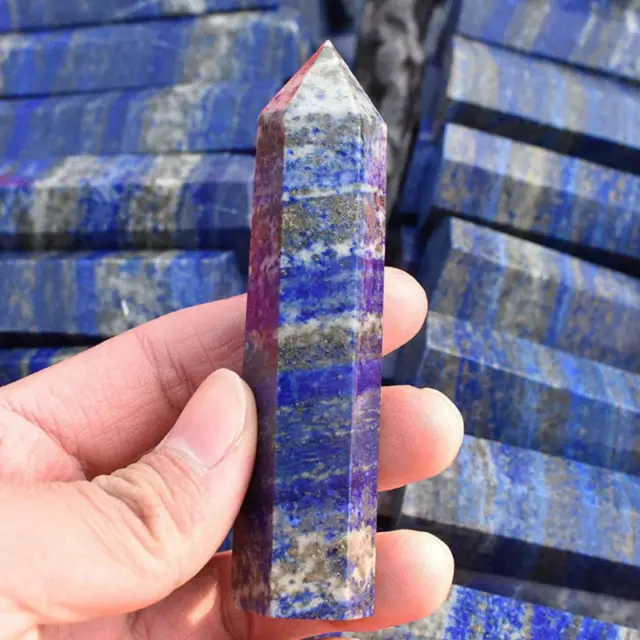 60-70mm AAA Natural Crystal Point Wand Lapis Lazuli Quartz Stone Obelisk Healing