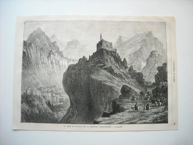 Gravure 1877. La Ville De Bayazid, Sur La Frontiere Turco-Persane.