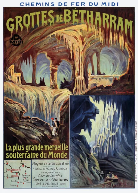 Affiche chemin de fer Midi - Grottes de Bétharram