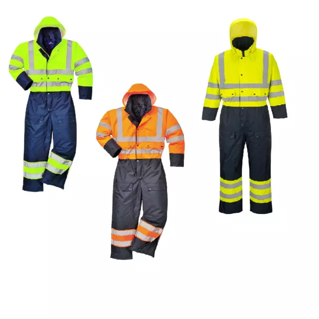 Portwest S485 Hi Vis Contraste Combinaison Imperméable Thermique Doublé Chaud