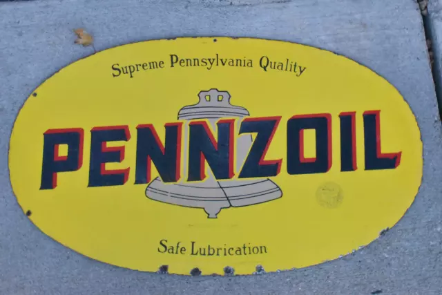 RARE DSP PORCELAIN PENNZOIL MOTOR OIL Lollipop Curbside Advertising SIGN