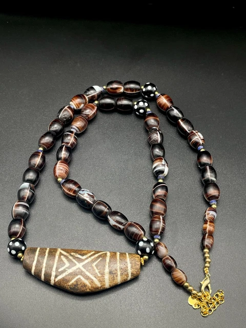 Vintage Jewelry Old Beads Antiquity Trade Roman Mosaic Color Full Glass Strand#s