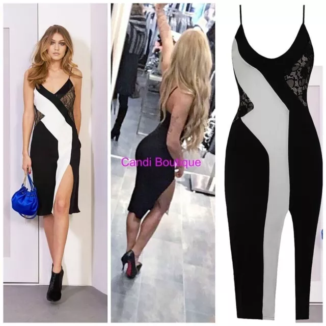 BLACK WHITE BODYCON WIGGLE  PARTY CRUISE SUMMER HOLIDAY EVENING DRESS rp £75 6 8