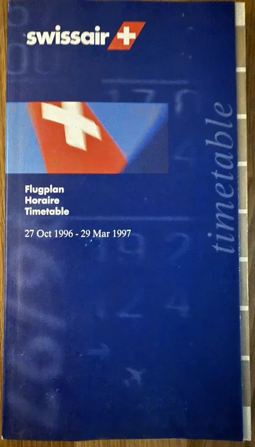 SWISSAIR TIMETABLE WINTER 1996/97 Route Map Seat Chart £45.55 - PicClick UK