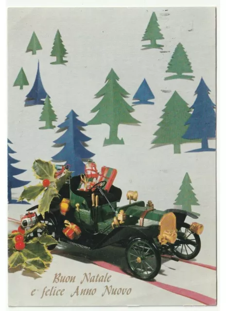 1975 Foto Tarjeta Postal Feliz Cumpleaños Buon Noel Año Nuevo Automóvil Antigua