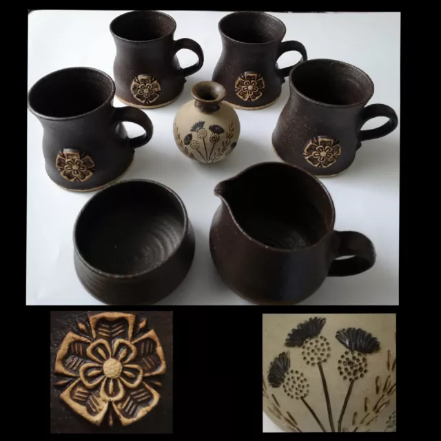 Studio Pottery Bundle York Rose Jerry Harper Mugs Bowl Jug + I Ballantyne Vase
