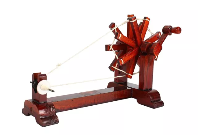 Wooden Gandhi Charkha Showpiece spinning wheel Handicraft (23 x 14 x 12.5 cm,