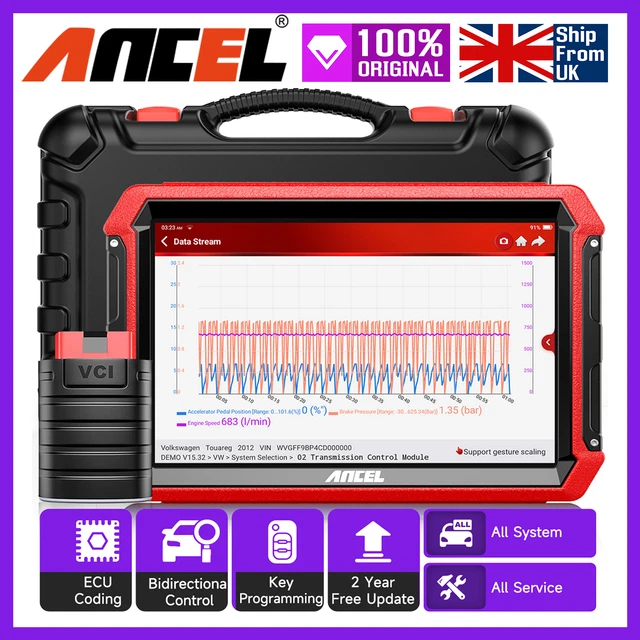 ANCEL DS600BT Auto Diagnostic Scan Tool Bidirectional OBD2 Scanner E.CU - Foto 6