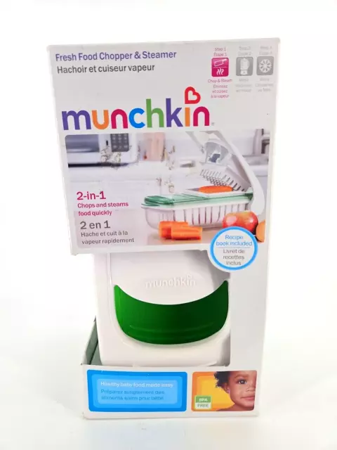 Munchkin Fresh Food Chopper 2-in-1 New In Box Book Included Chops Steams