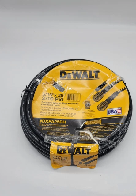Dewalt 5/16” x 25’ 3700 PSI Pressure Washer Replace Extension Hose Missing Adapt