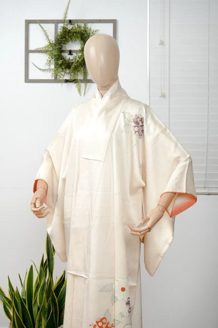 Dear Vanilla Japanese Silk Kimono Women's Robe Gown Authentic Japan Vintage Mint 2
