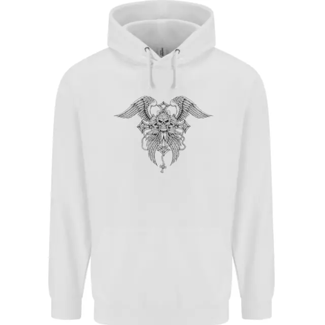Cross Skull Wings Gothic Biker Heavy Metal Childrens Kids Hoodie