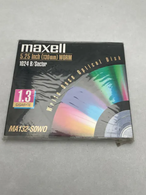 Maxell 5.25 Inch Worm 130mm 1024 B/Sector 1.3 Gigabyte MA132-S0WO optical disk