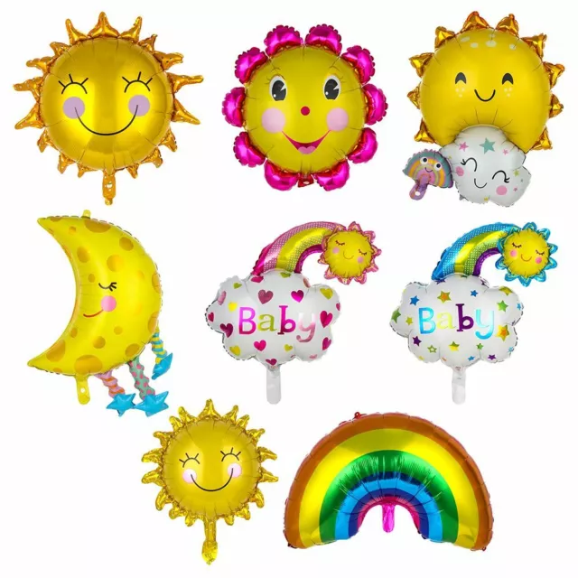 Birthday Cartoon Sun Moon Foil Balloon Cartoon Flower Balloons Rainbow Cloud