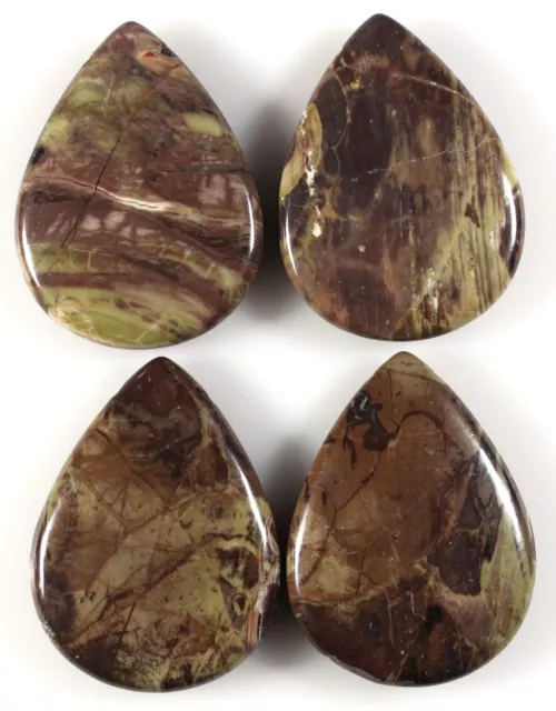 Four (4) Rainforest Agate 30X40Mm Teardrop Focal Pendant Beads (134)