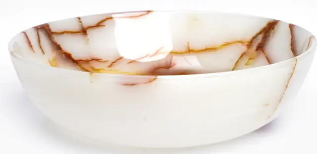 Natural White Onyx Hand Carved Bowl, Diameter = 12", Height = 4''