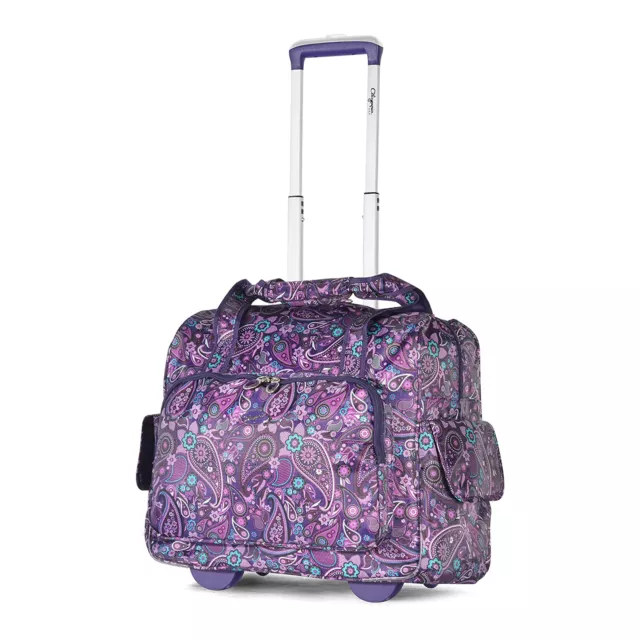 Olympia Deluxe Fashion Rolling Overnighter Luggage Suitcase, Purple Paisley