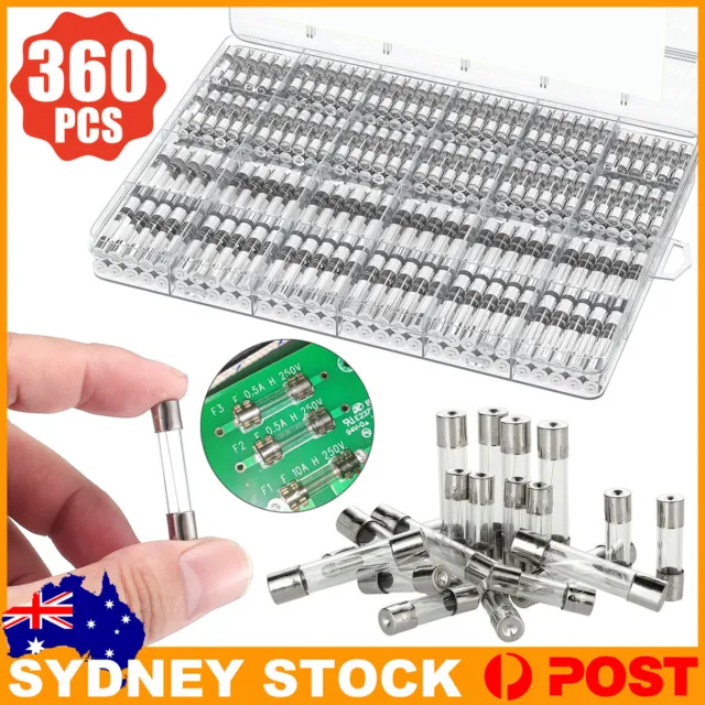 360x Glass Fuses 5x20mm 6x30mm Quick Blow Fast Acting Tube Box Fuse Assorted Kit