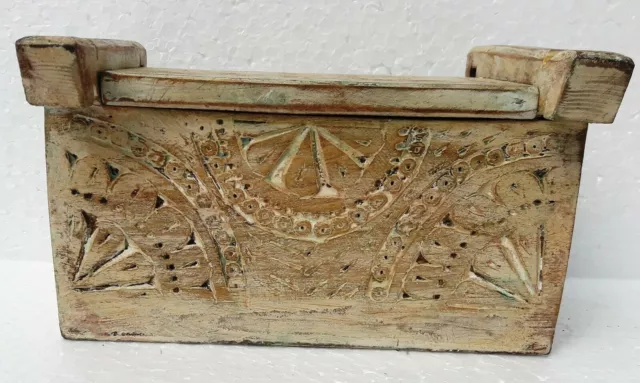 Caja de madera de diseño antiguo, caja de joyería de baratija única... 2