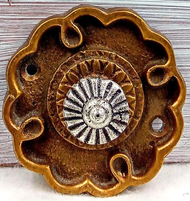 Rustic Gold Knob Wall Hook Metal Floral Design Key Clothes Towel Hanger Screws