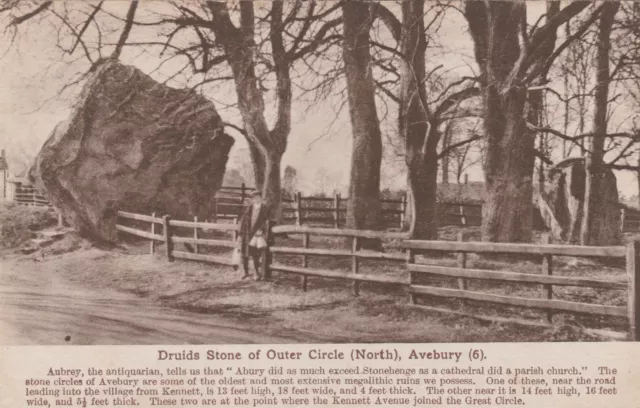 Wiltshire Postcard - Avebury, Druids Stone, Outer Circle North. c.Pre-WWI