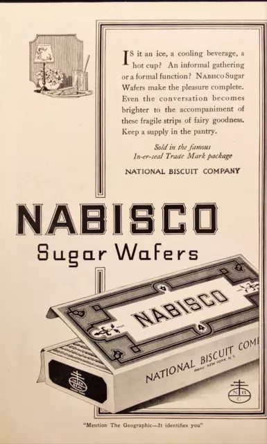 1921 Nabisco Sugar Wafers Cookies Makes The Pleasure Complete Antique Print Ad