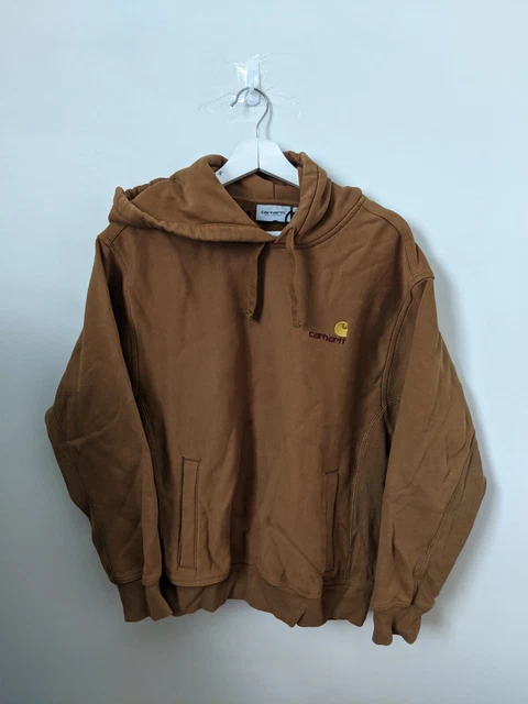 Carhartt Hoodie Mens Size Medium Brown Heavyweight Embroidered Logo